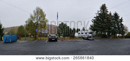 Dubicky, Czech Republic - October 26, 2018: Parking Lot For Tourists In Dubicky Village In Czech Cen