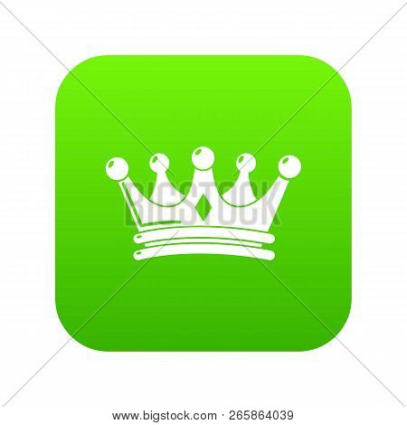 Regal Crown Icon Green Vector Isolated On White Background