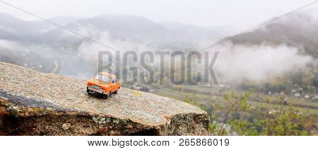 Mlynaruv Kamen, Czech Republic - October 26, 2018: Orange Model Of Legendary Czechoslovak Car Skoda