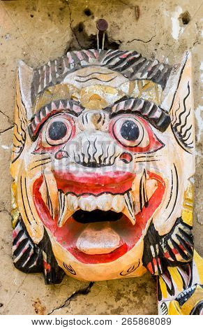 Traditional Balinese Mask At A Souvenir Shop In Tenganan Village, Indonesia