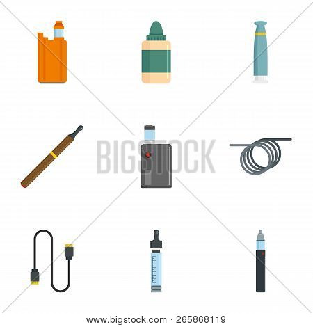 Vapor Device Icon Set. Flat Set Of 9 Vapor Device Icons For Web Design