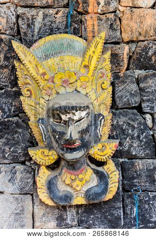 Traditional Balinese Mask At A Souvenir Shop In Tenganan Village, Indonesia