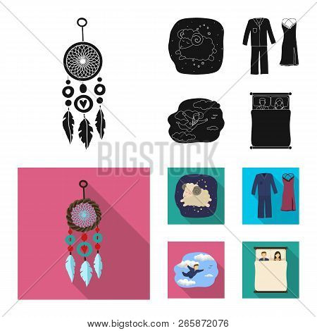 Vector Design Of Dreams And Night Symbol. Set Of Dreams And Bedroom Stock Symbol For Web.