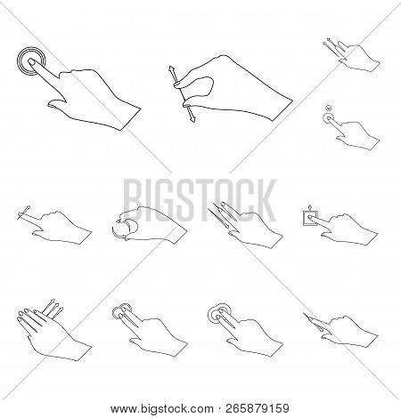 Vector Illustration Of Touchscreen And Hand Icon. Set Of Touchscreen And Touch Vector Icon For Stock