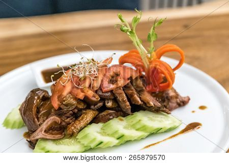 Loba deep Fried cinnamon pork and chitterlings, Southern Thai recipe