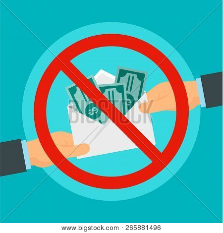 Say No To Bribery Concept Background. Flat Illustration Of Say No To Bribery Concept Background For 