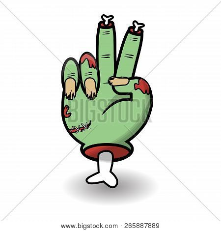 Counting Hand Gesture. Halloween Counting Zombie Hand Showing Two. Communication Gestures Concept. V