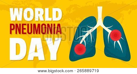 World Pneumonia Day Banner Horizontal. Flat Illustration Of World Pneumonia Day Banner Horizontal Fo