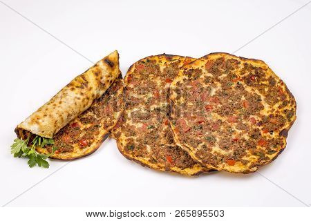 Traditional Delicious Turkish Foods; Turkish Pizza; Lahmacun