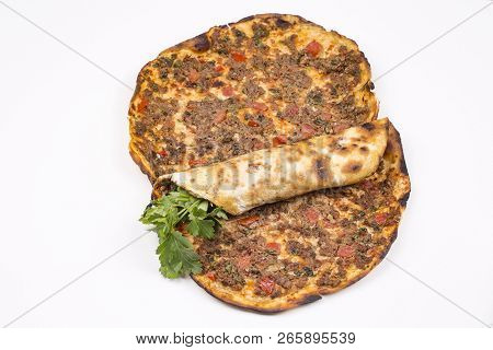 Traditional Delicious Turkish Foods; Turkish Pizza; Lahmacun