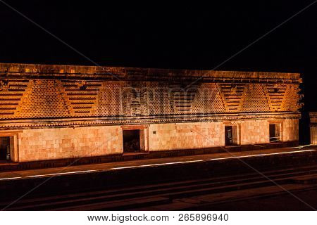 Light Show At Nuns Quadrangle Cuadrangulo De Las Monjas Building Complex At The Ruins Of The Ancient
