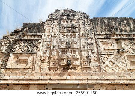 Detailed Carvings At The Nuns Quadrangle Cuadrangulo De Las Monjas Building Complex At The Ruins Of 