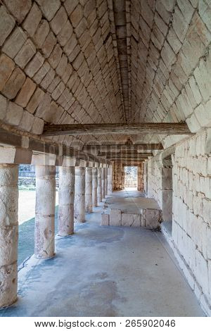 Columns At The Nuns Quadrangle Cuadrangulo De Las Monjas Building Complex At The Ruins Of The Ancien