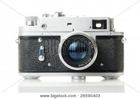 Vintage camera geïsoleerd op wit