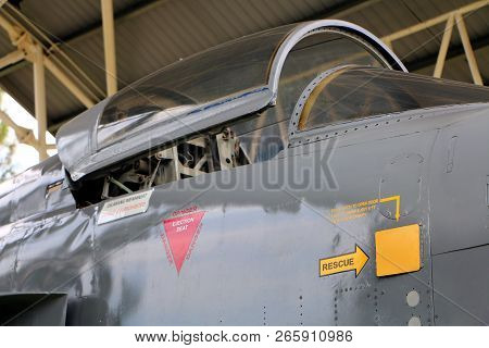 Klebang,melaka,malaysia - September 10,2018: Northrop Grumman F-5e Jet On Display At Submarine Museu