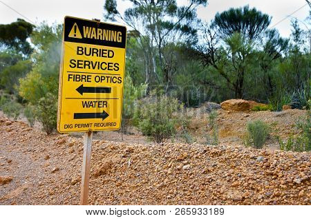 Fibre Optics Buried Cables Sign In The Outback