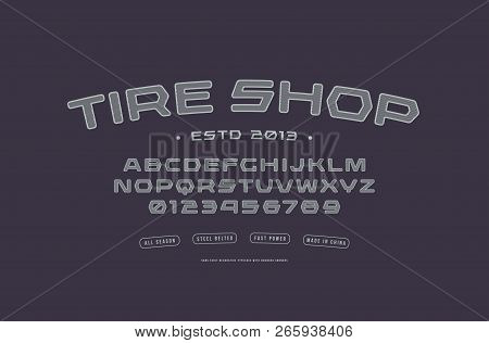 Stock Vector Font, Alphabet, Typography With Hatching And Rounded Corners. Letters And Numbers For R