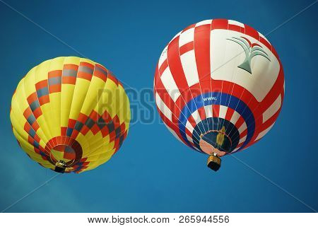 Sentul - Indonesia. March 27, 2010. Colorful Hot Air Balloons At 1st Indonesian Hot Air Balloon Fest