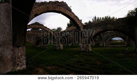 Panorama Of Venetian Arsenal And Shipyard In Gouvia At Corfu, Greece
