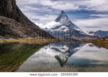 Matterhorn With Relfection In Riffelsee, Zermatt, Switzerland