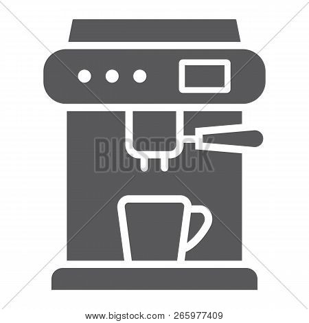 Coffee Machine Glyph Icon, Appliance And Kitchen, Coffee Maker Sign, Vector Graphics, A Solid Patter