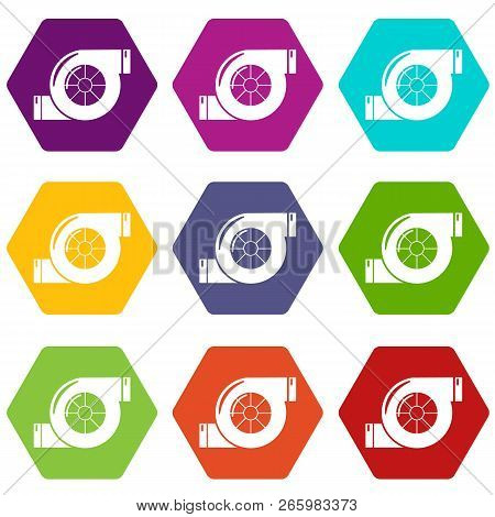 Air Filter Icons 9 Set Coloful Isolated On White For Web