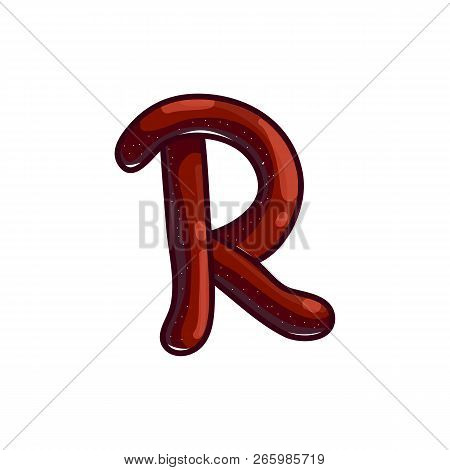 Letter R. Creative Chocolate Designed Font Type Isolated On White Background. Sweet Shiny Character.