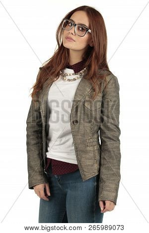 Sexy Preppy, Fashion Geek Girl Ready For Your Design