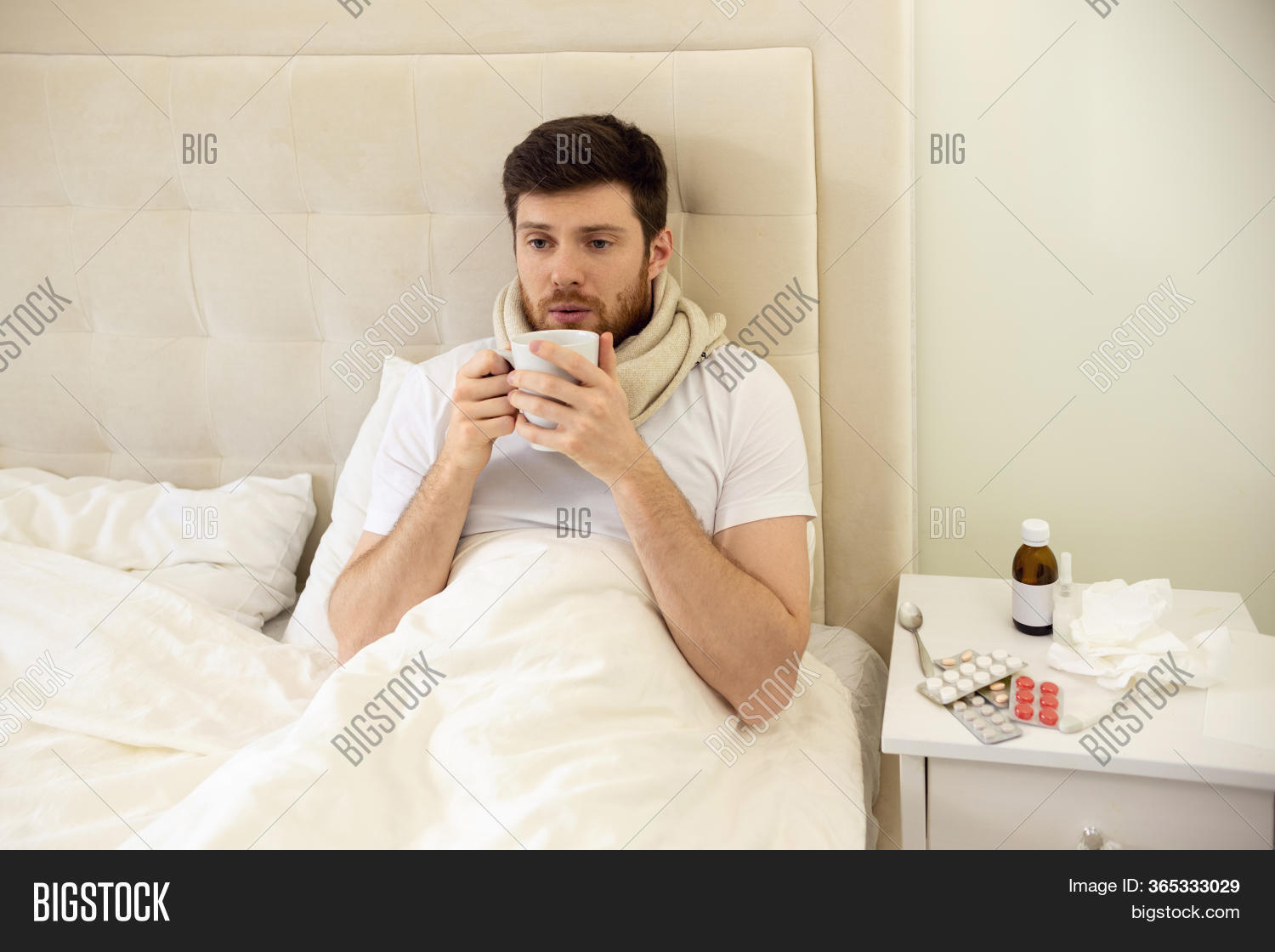 Sick Man Drinking Hot Image & Photo (Free Trial) Bigstock