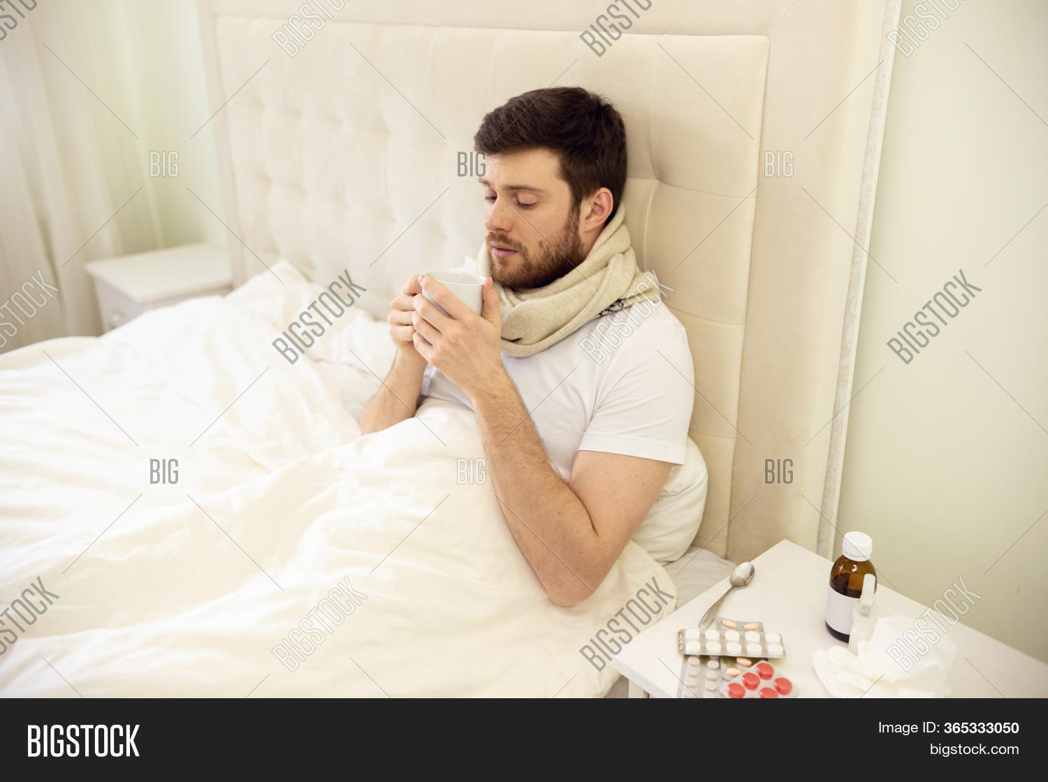 Sick Man Drinking Hot Image & Photo (Free Trial) Bigstock