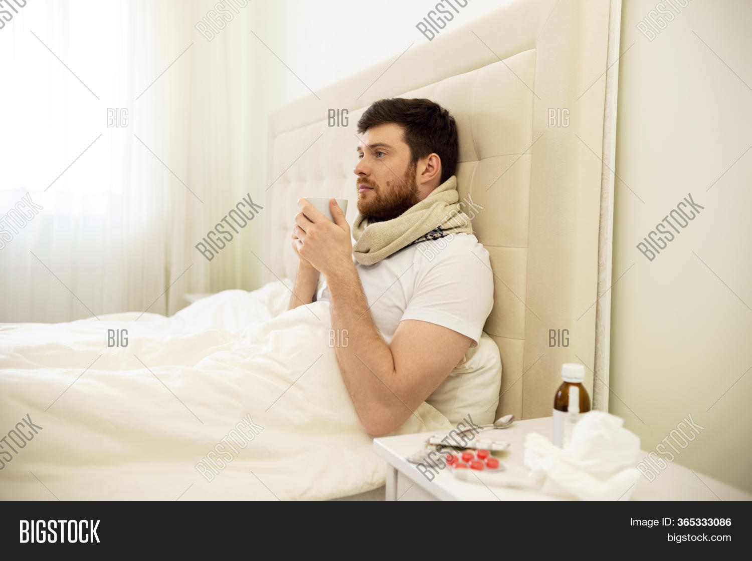 Sick Man Drinking Hot Image & Photo (Free Trial) Bigstock