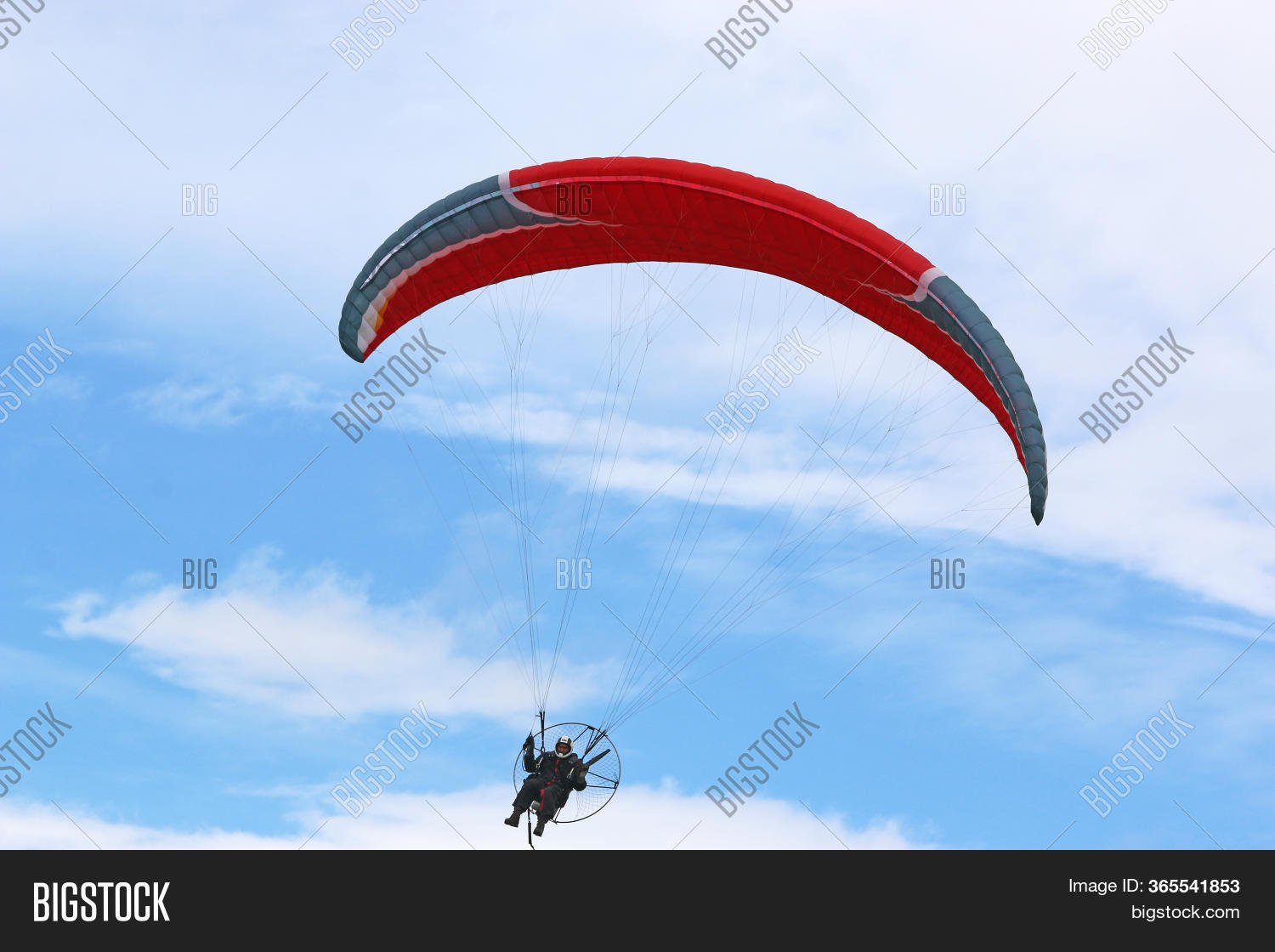 paramotor pilot wearing safety gear