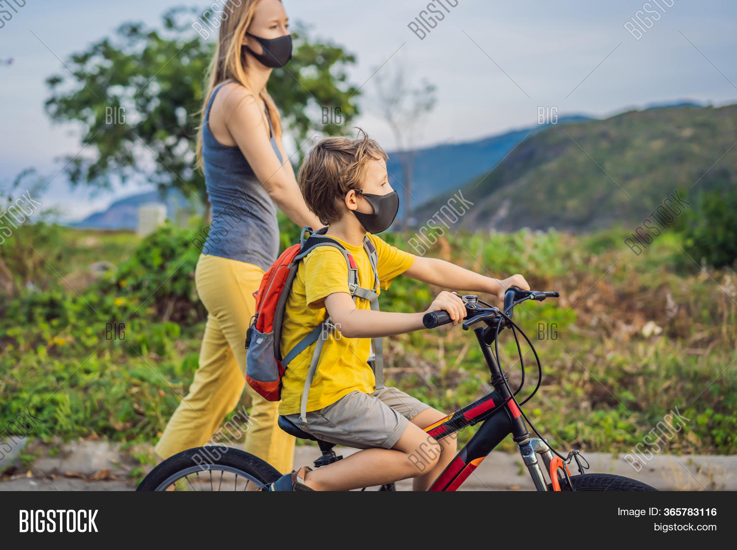 biking with backpack