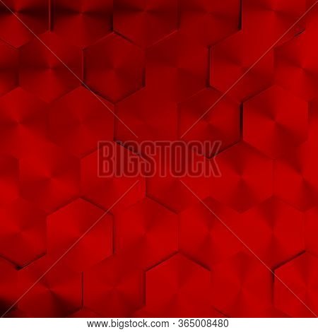 Abstract Modern Honeycomb Background In Red, 3d Rendering