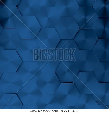 Abstract Modern Honeycomb Background In Blue, 3d Rendering