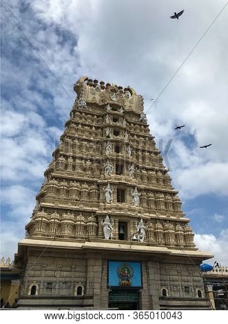 Mysore, Karnataka/india - June 15, 2018 - Chamundi Hill Temple Of South Indian Goddess Chamundi At M