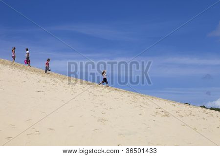 PYLA SUR MER, FRANCE - 8 août : Les gens visite de la célèbre dune du Pyla, la plus haute dune de sable d'E