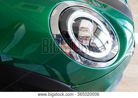 Bordeaux , Aquitaine / France - 10 11 2019 : Mini Close Up Car Front Light