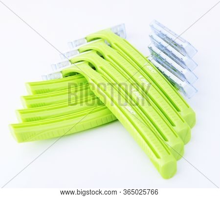 Warszawa, Poland January 17 2020:bic Plastic Disposable Razors.safe Shaving With A Sharp Razor Of Fe