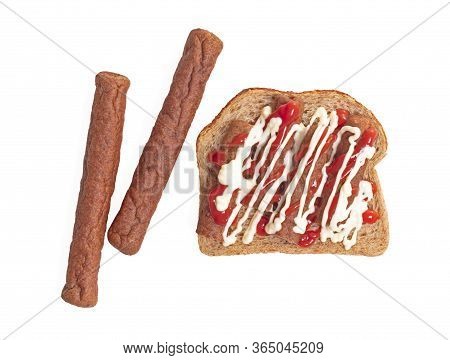 Chopped Up Frikadel, A Dutch Fast Food Snack, Isolated