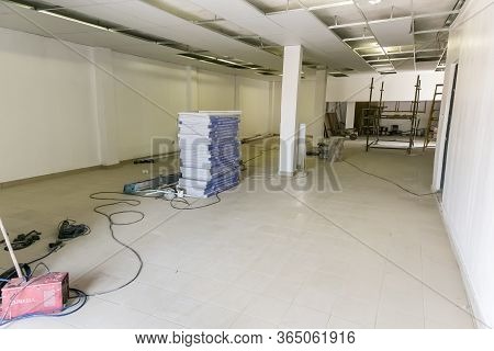 Inside Interior Of A Small Spaza Shop Grocery Store Undergoing Renovation Improvements In Soweto Tow