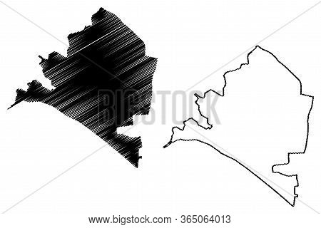Almeria City (kingdom Of Spain, Andalusia) Map Vector Illustration, Scribble Sketch City Of Almeria 
