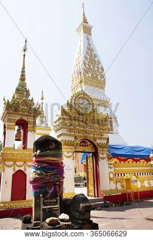 Stone Pole At Pagoda Or Stupa For Thai Travelers People Travel Visit And Respect Pray At Wat Phra Th