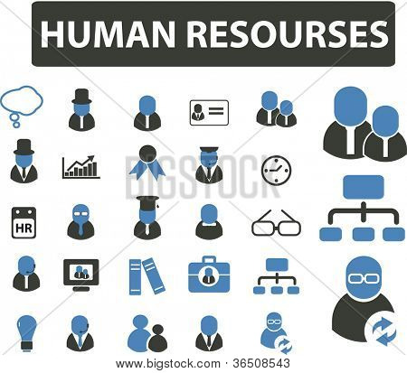 인간의 resourses 관리 & 조직 아이콘 세트, 벡터