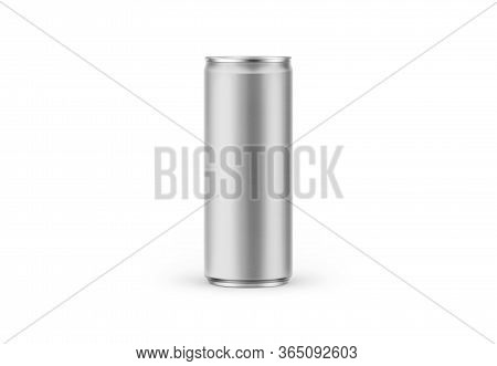Blank Metallic 250ml Aluminum Soda Can With Clipping Path. Packaging Empty Mockup Aluminium Containe
