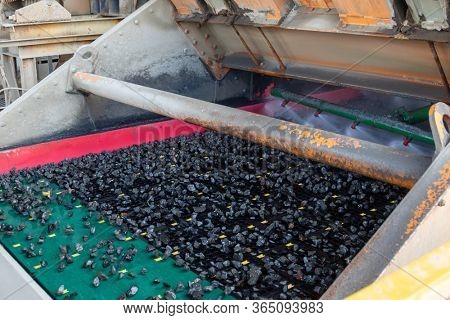 diamond mine detail of grid from the crushers for the kimberlite, high speed vibrators where the kimberlite is washed to extract the diamonds, diamond mine in Botswana