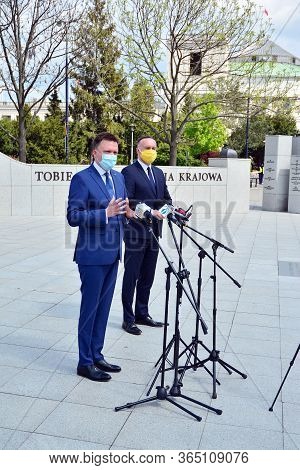 Warsaw, Poland. 7 May 2020. Press Conference Of The Candidate For The Office Of The President Of Pol