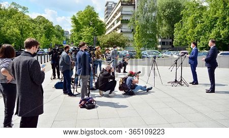 Warsaw, Poland. 7 May 2020. Candidate For The Office Of Polish President Szymon Holownia. View Of Pr