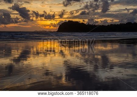 Stunning sunset on the untouched beach of Dawei peninsula, Myanmar