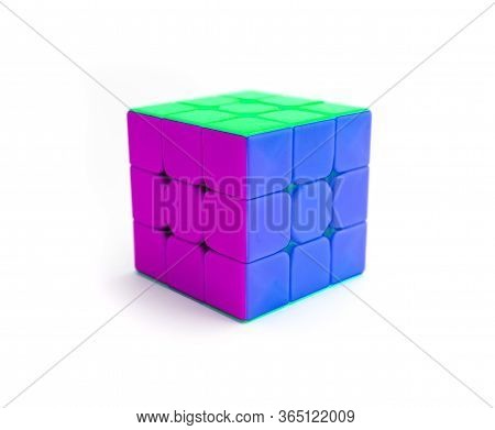 Italy, Milano - 10 April 2020: Rubik's Cube Puzzle, Isolated On White Background.